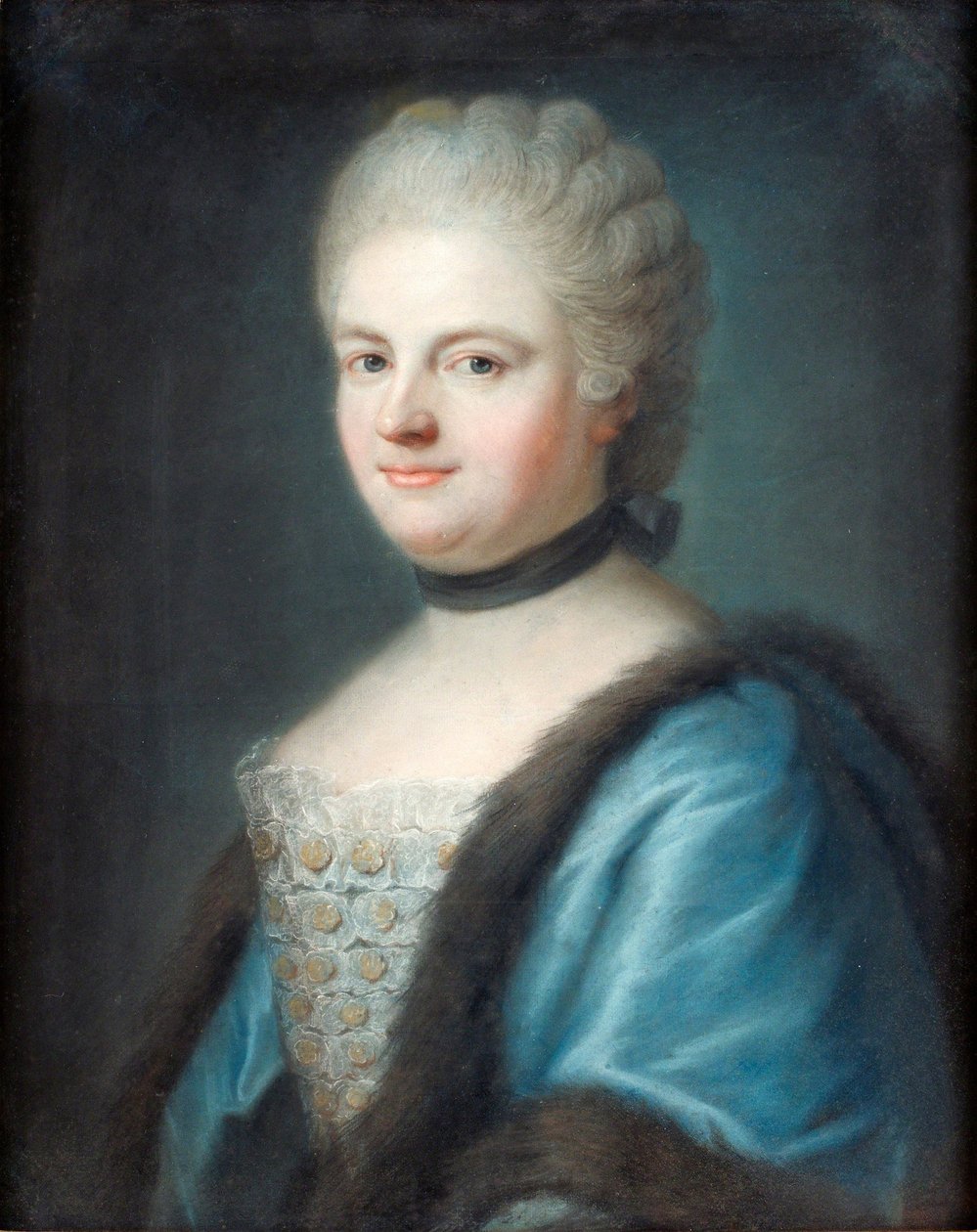 Portrett av Marie Leszczynska, dronning av Frankrike (1703-1768), Pastell på Bristol-tavle av F.B. Frey - Privat samling av Franz Bernhard Frey