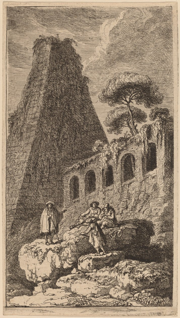 Pyramiden i Sesto nær portene til St. Pauli i Roma av Franz Edmund Weirotter