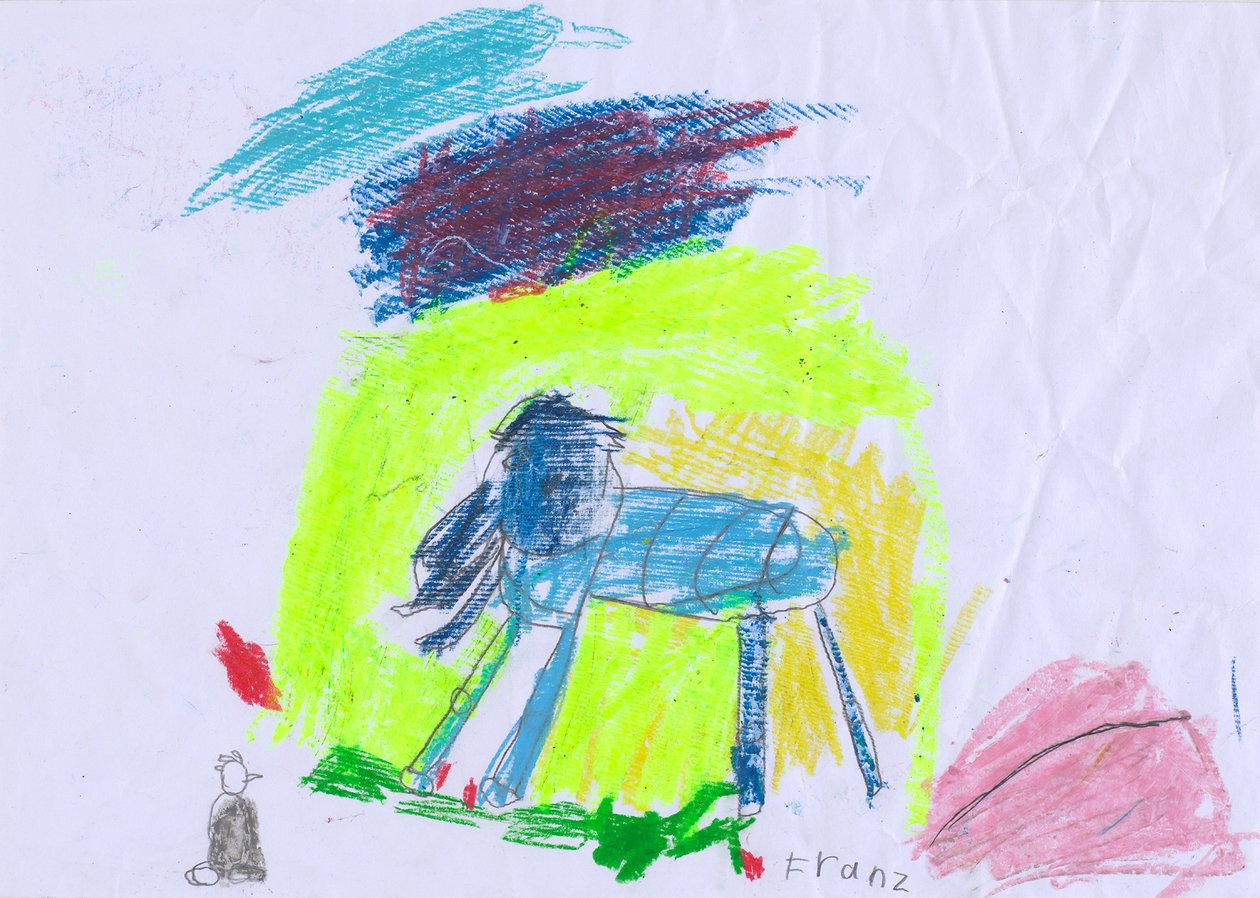 Blå hest foran en gul himmel etter Franz Marc av Franz Ferdinand