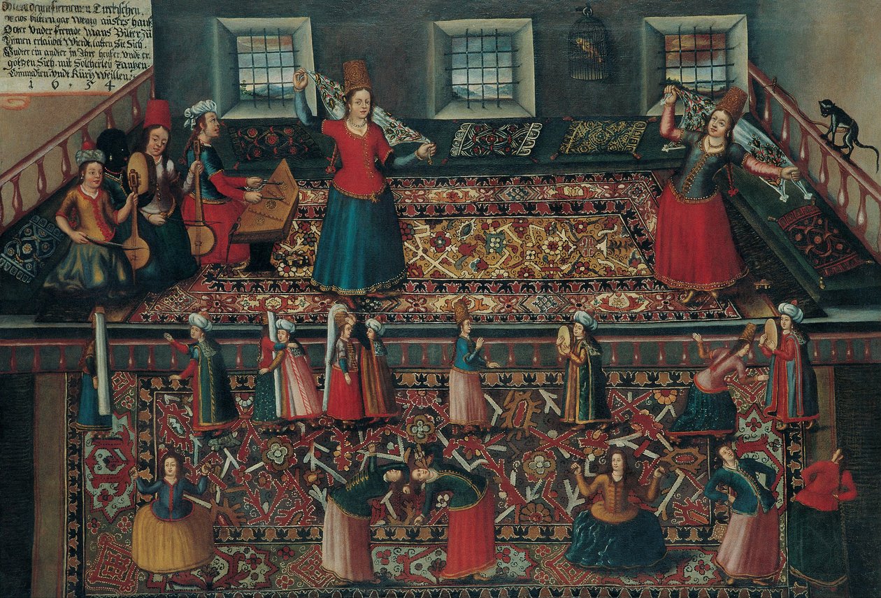 En scene fra det tyrkiske harem, andre halvdel av 1600-tallet. av Franz Georg Hörmann