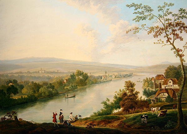 River Landscape, ca. 1765-75 (olje på lerret) av Franz Hochecker