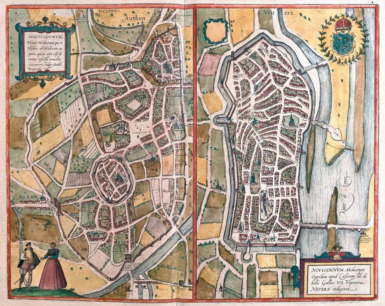 Autun og Nevers, Frankrike (gravering av Franz Hogenberg