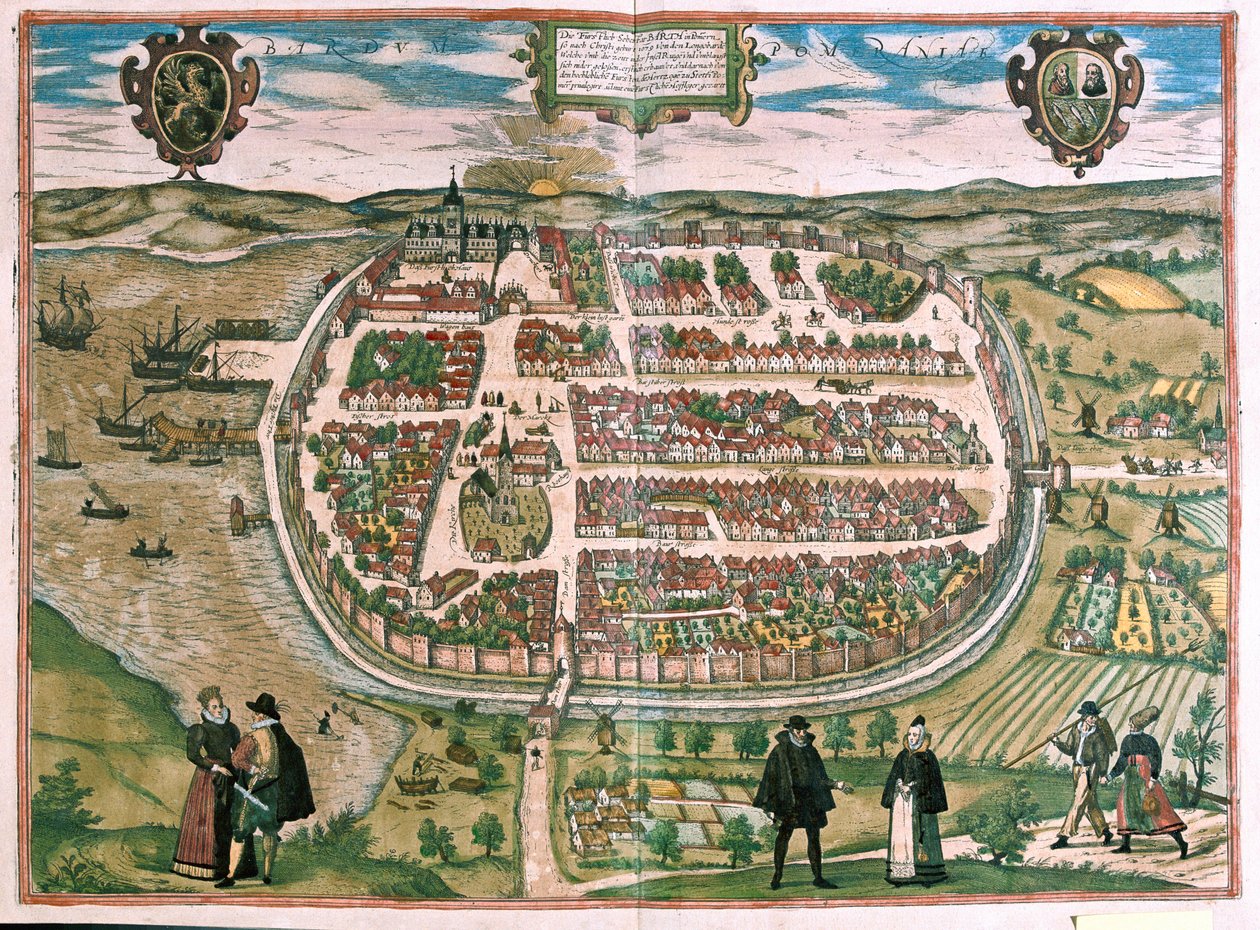 Barth i Pommern, Tyskland (gravering av Franz Hogenberg