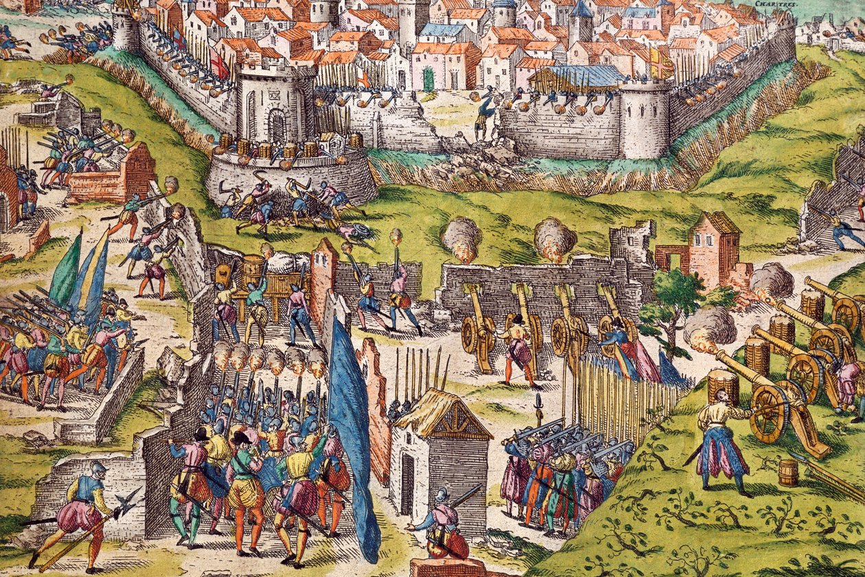 Condes hær beleiret Chartres, mars 1568, gravering av Franz Hogenberg (1535-1590), Frankrike av Franz Hogenberg