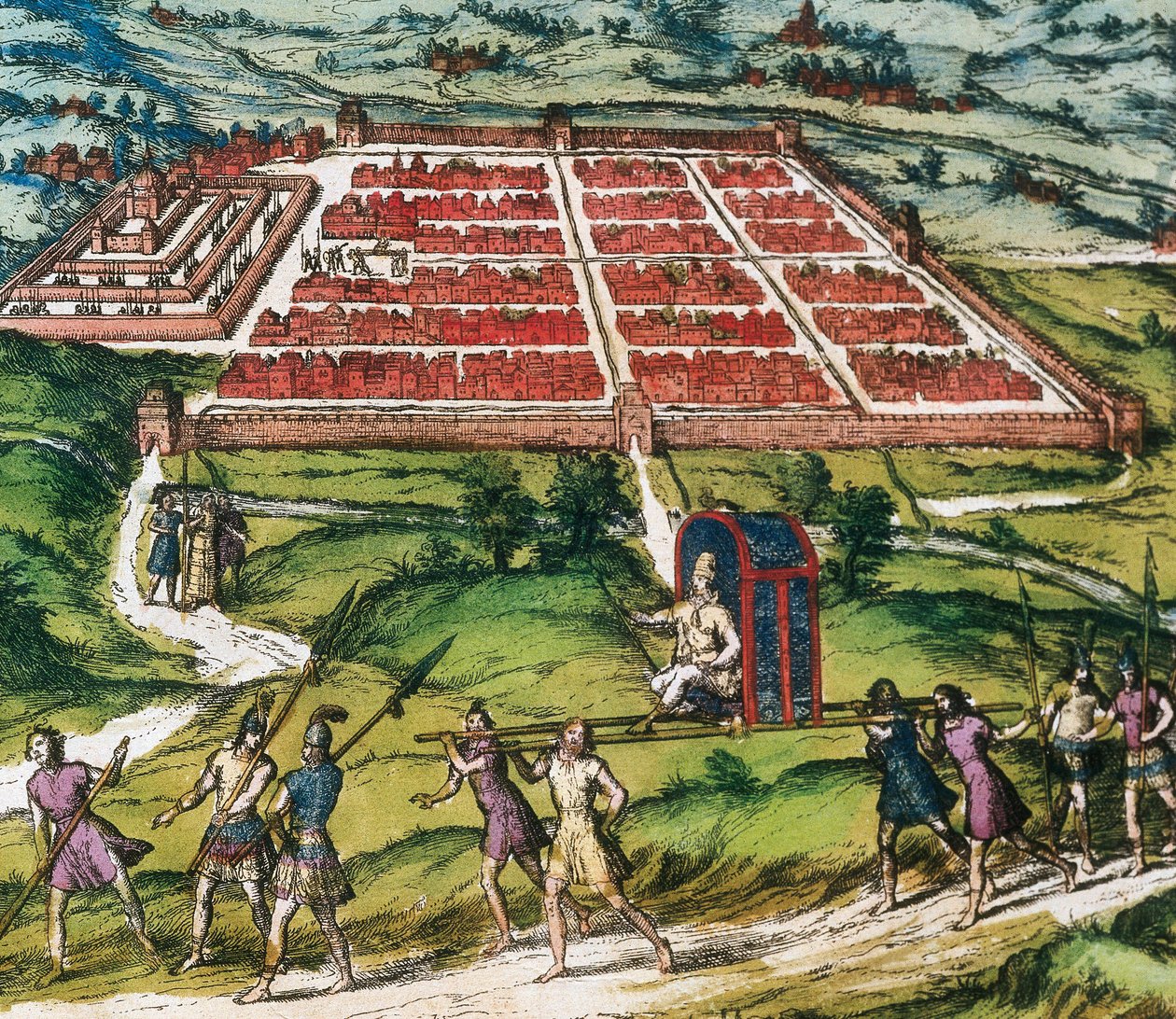 Cuzco, hovedsenteret for inka-sivilisasjonen (dagens Peru) bilde fra "Civitatis Orbis Terranum" av Braun og Hogenberg av Franz Hogenberg