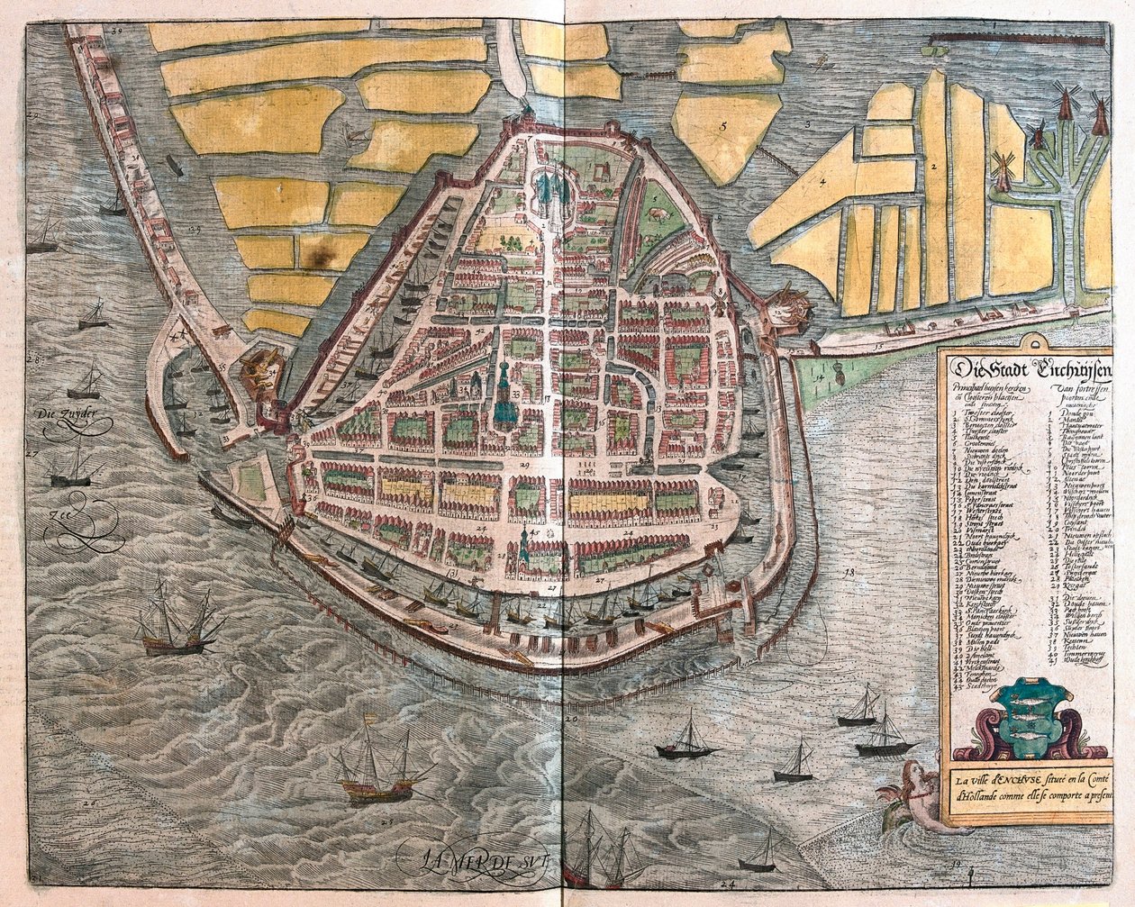 Enkhuizen, Nederland (gravering av Franz Hogenberg