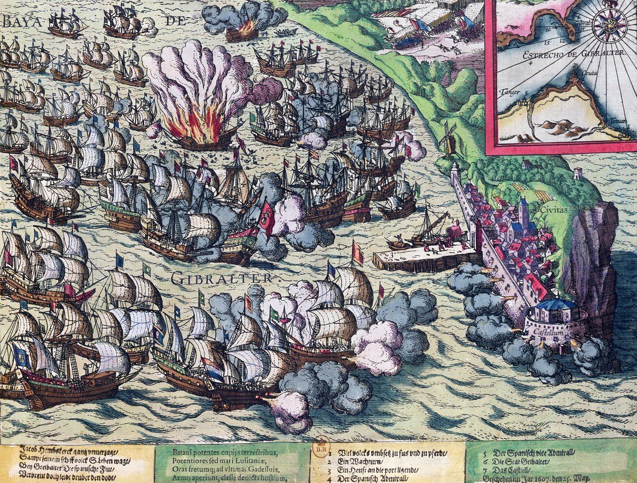 Kamper utenfor kysten av Gibraltar, trykt 25. mai 1607 av Franz Hogenberg