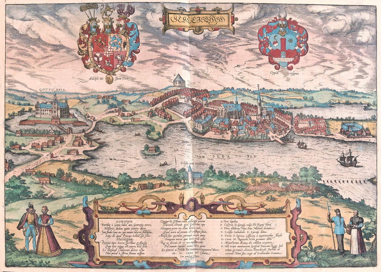 Gottorf slott i Schleswig (Nord-Tyskland) (gravering av Franz Hogenberg