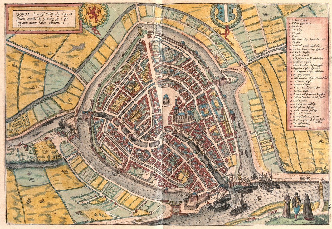 Gouda, Nederland (gravering av Franz Hogenberg