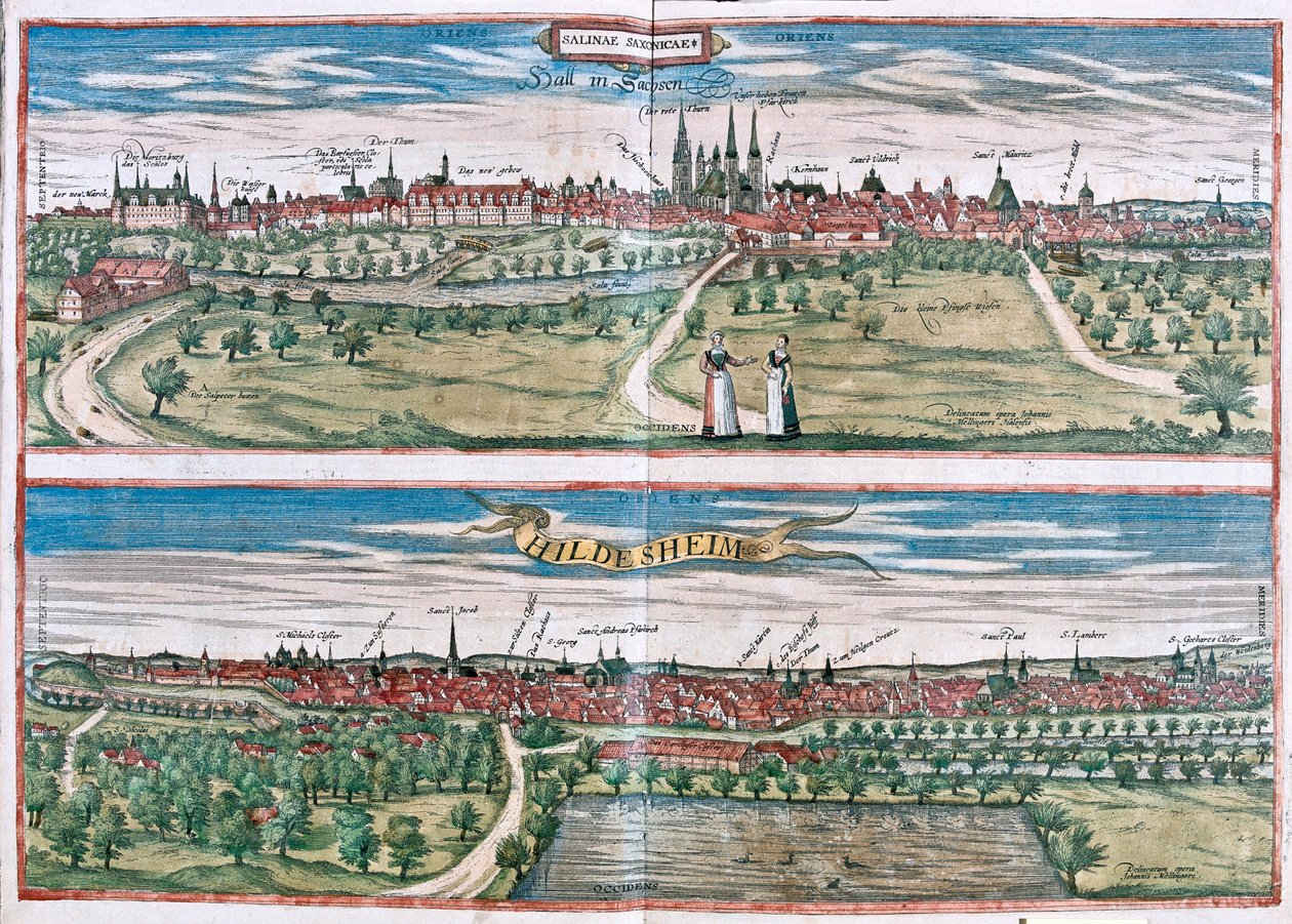 Halle (Salle), Tyskland (Engirving av Franz Hogenberg