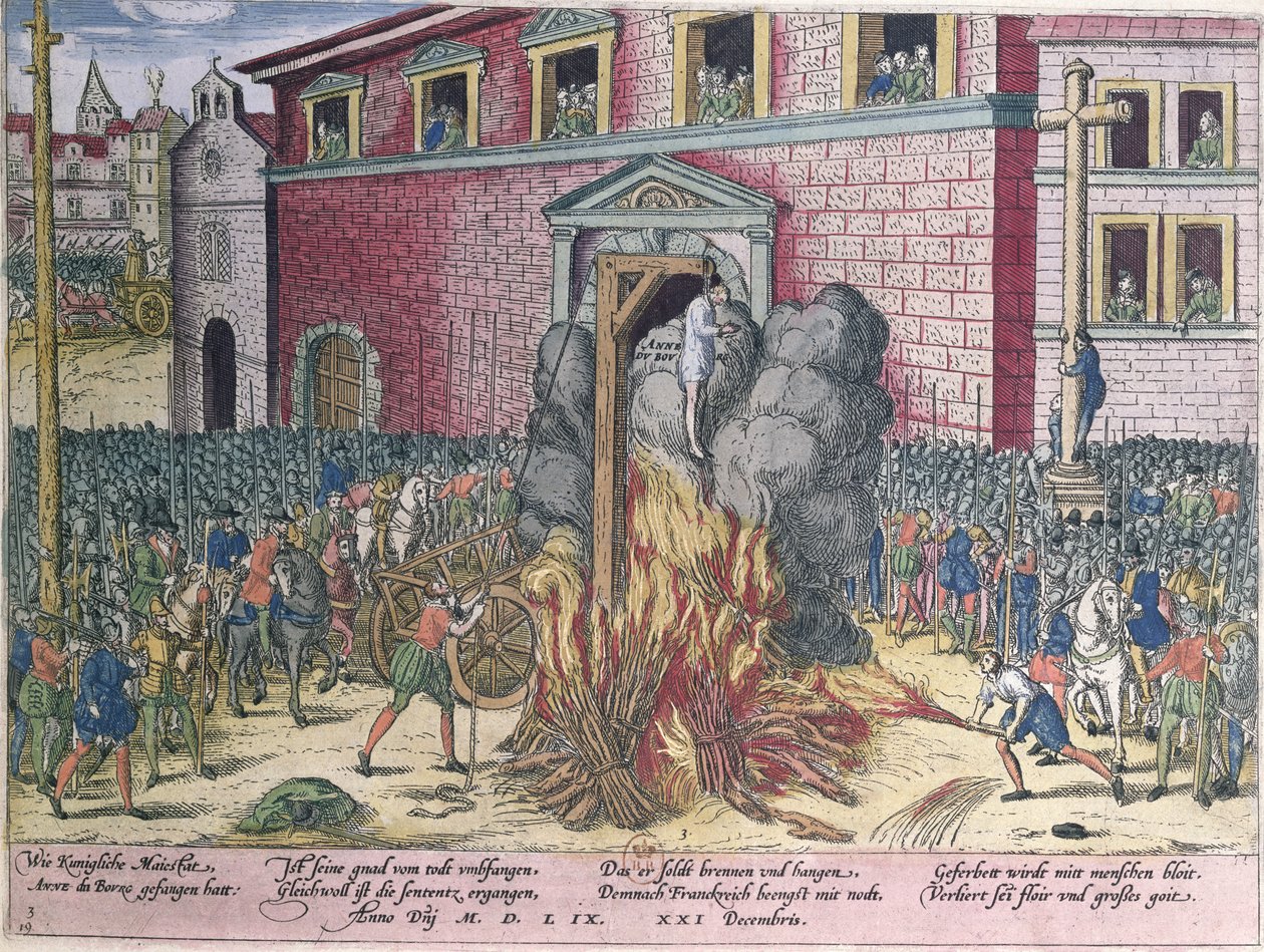 Henging av Anne du Bourg (1521-59) Place de Greve, 23. desember 1559 av Franz Hogenberg