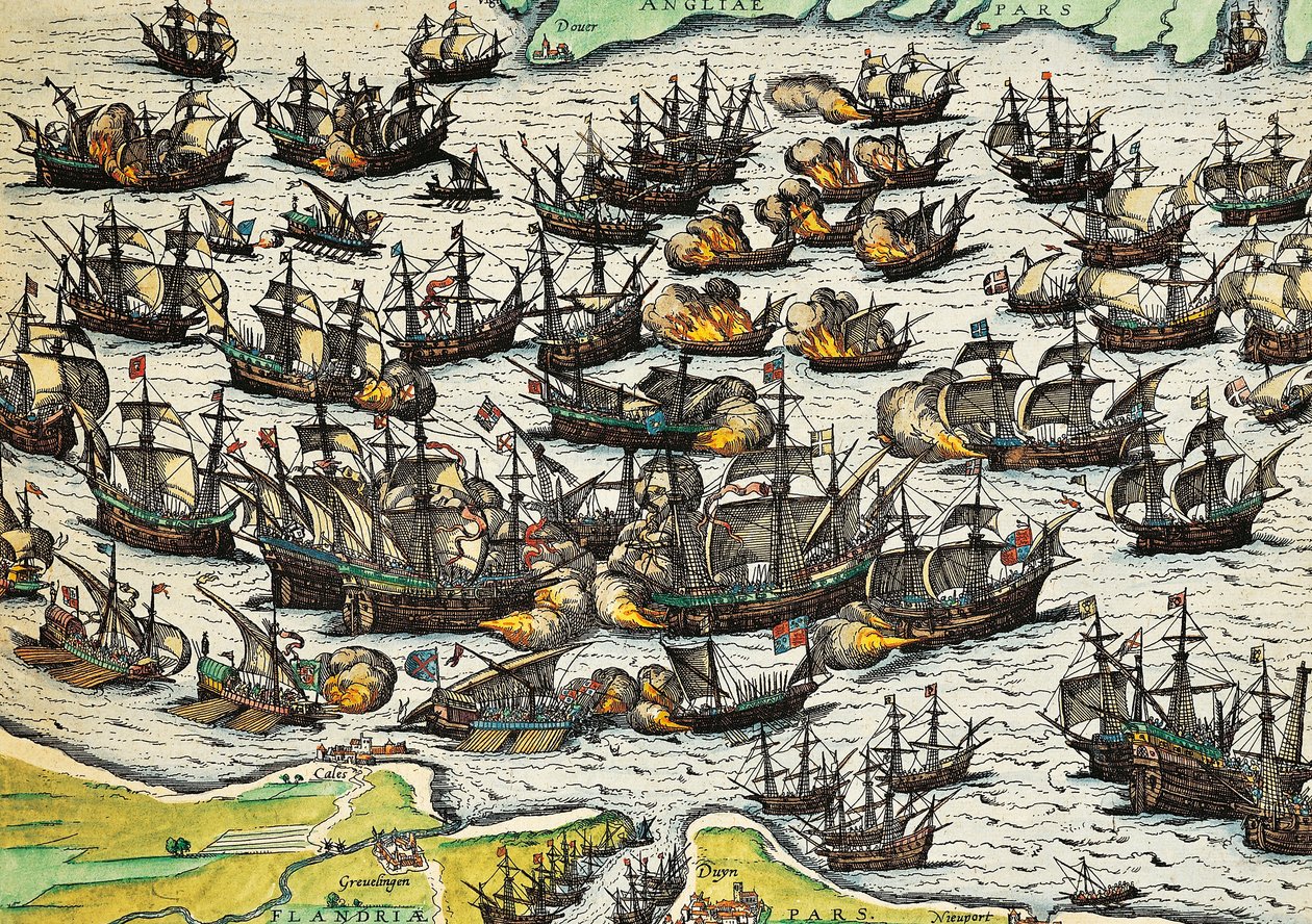 Uovervinnelig armada, gravering av Franz Hogenberg (1535-1590), Spania av Franz Hogenberg