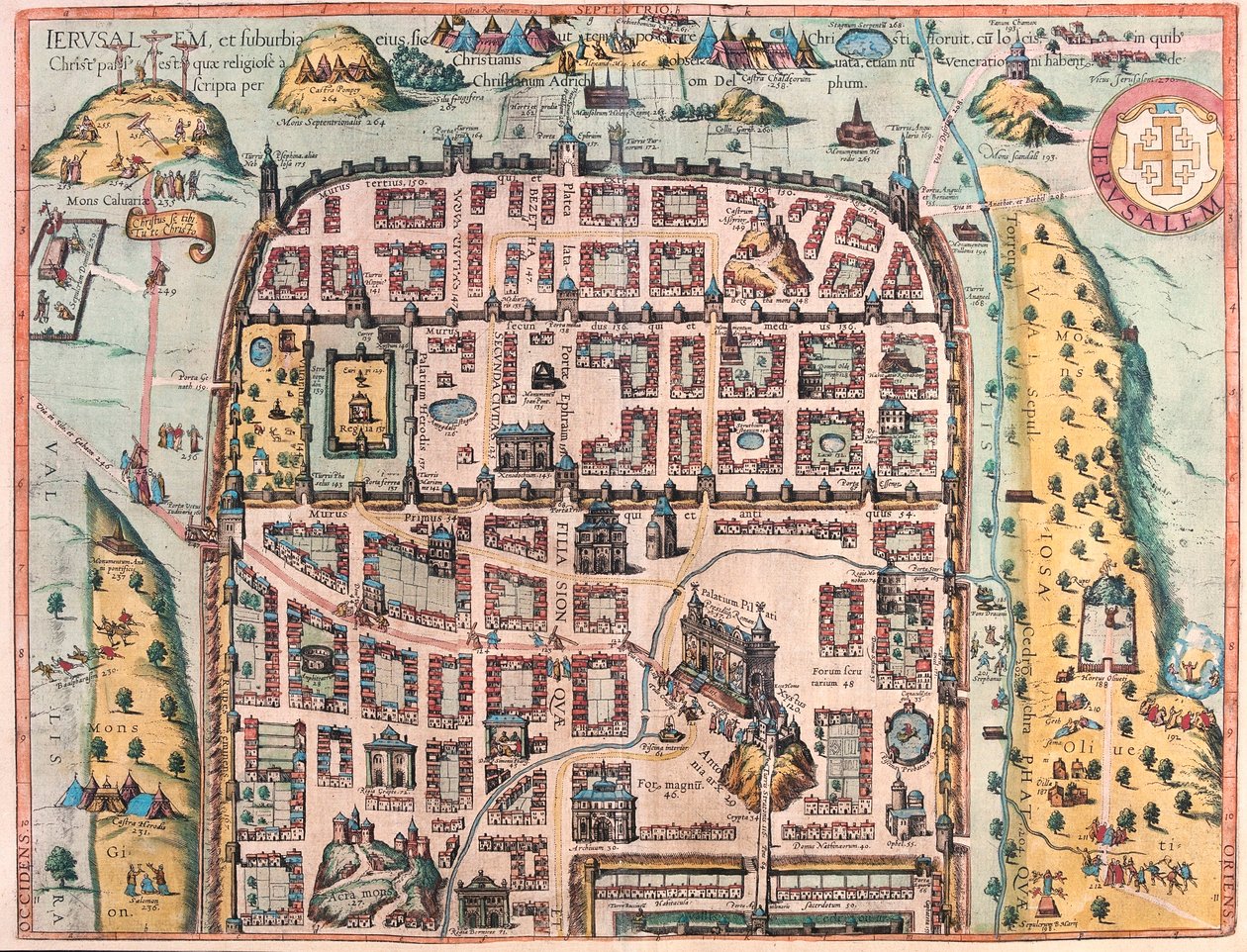 Jerusalem (permisjon 1), Israel (gravering av Franz Hogenberg