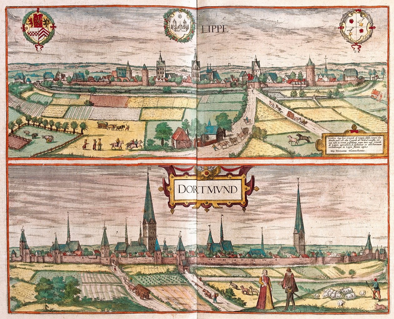Lippe - Dortmund, Tyskland (gravering av Franz Hogenberg