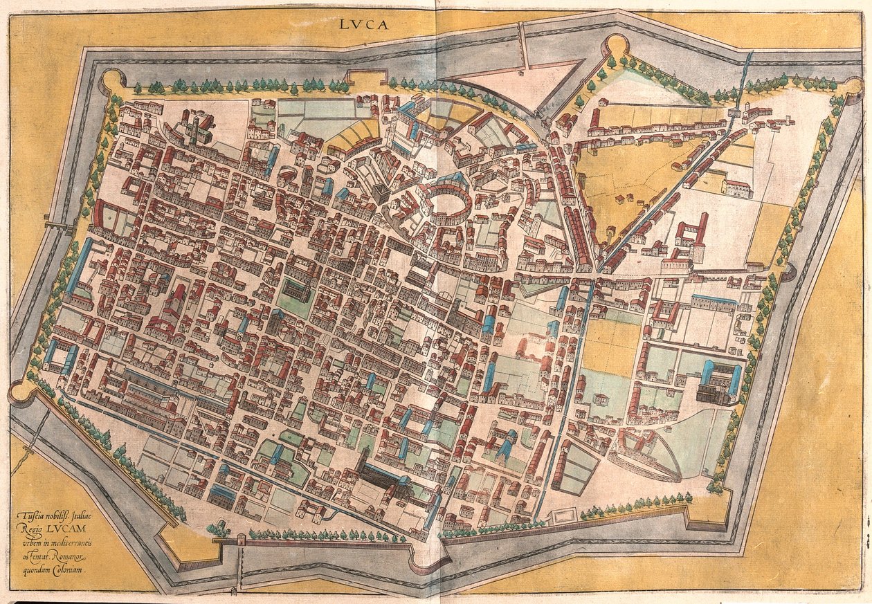 Lucca, Italia (gravering av Franz Hogenberg