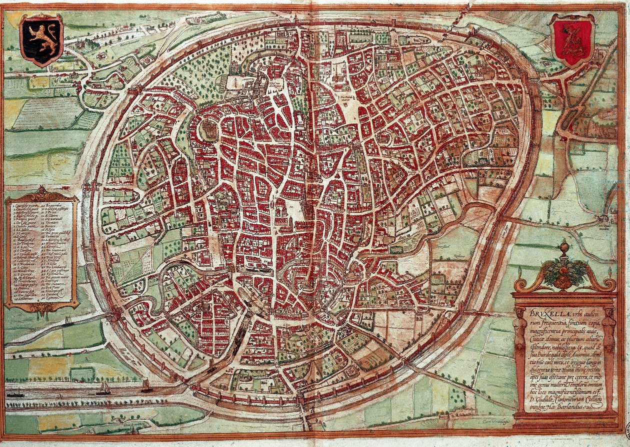 Kart over Bruxelles - Belgia (gravering av Franz Hogenberg