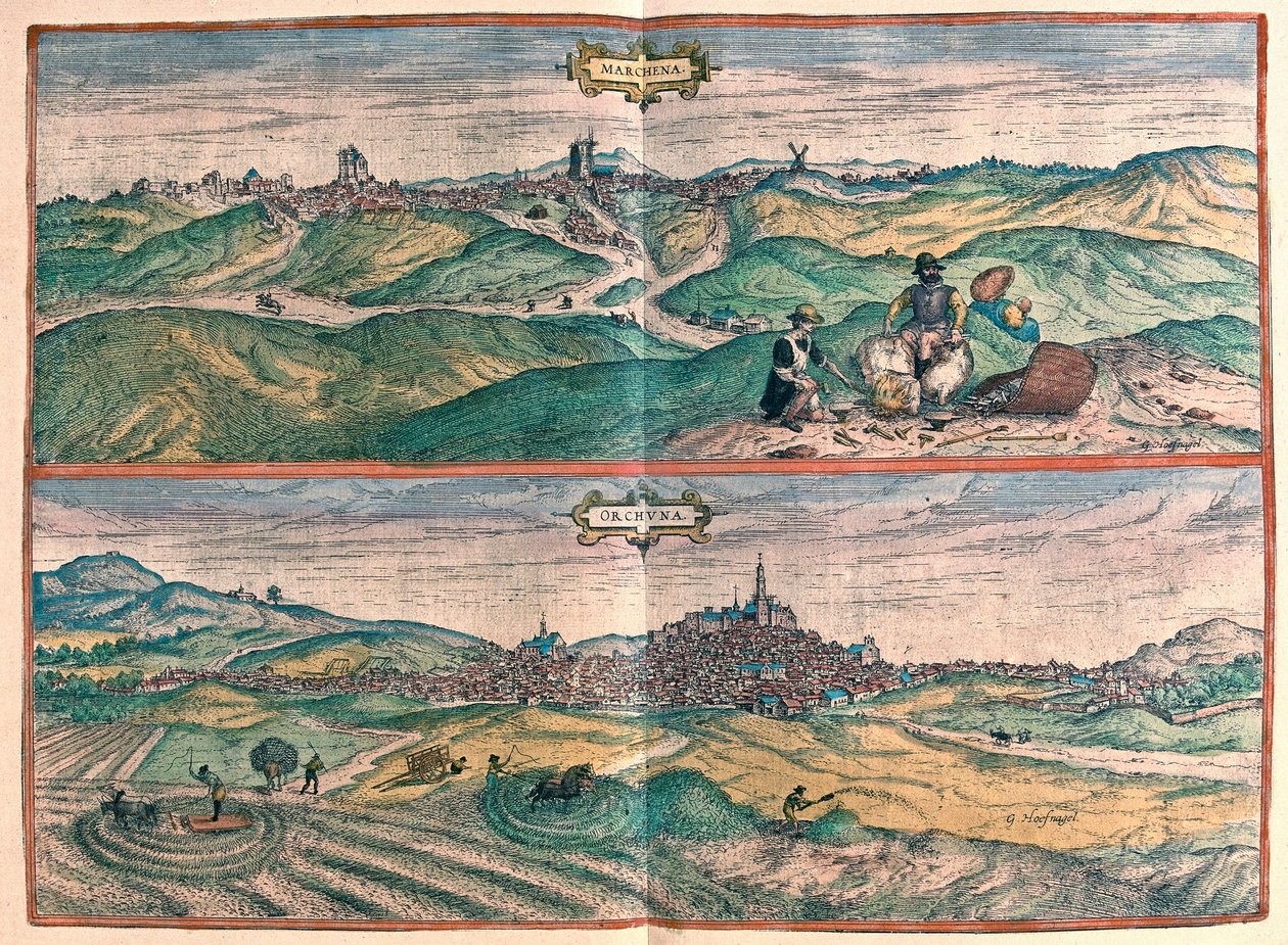 Marchena - Osuna, Catalonia, Spania (gravering av Franz Hogenberg