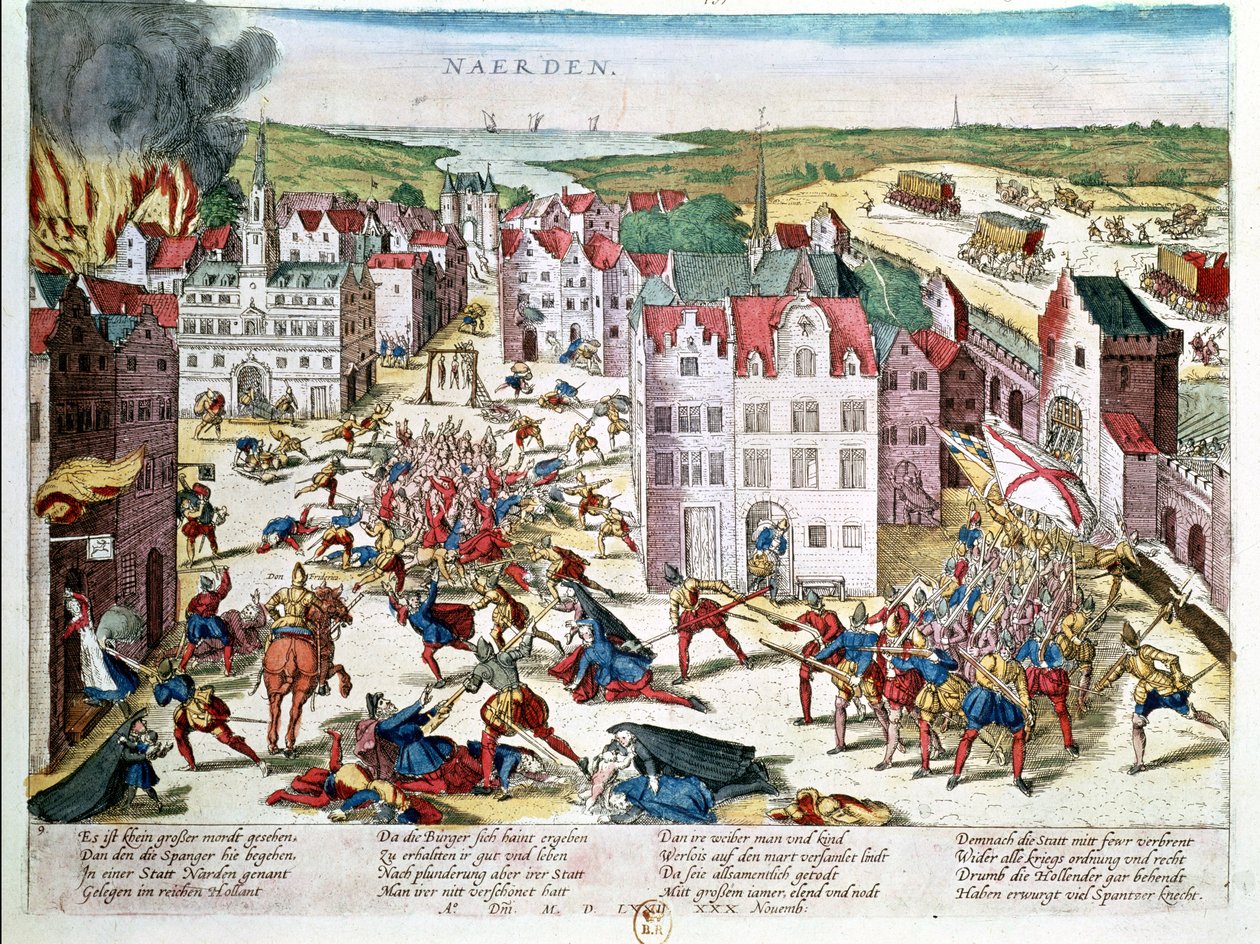 Massakre i Flandern under regjeringen til Fernando Alvarez de Toledo (1508-82) hertug av Alba, 30. november 1572 av Franz Hogenberg