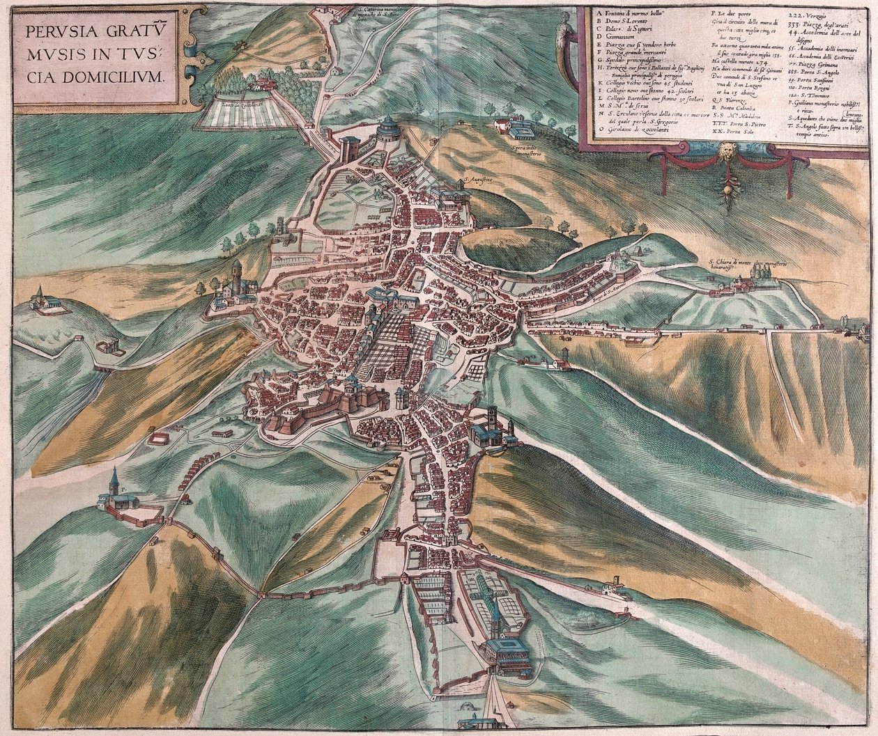 Perugia, Italia (gravering av Franz Hogenberg