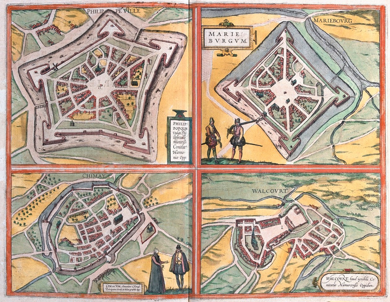 Philippeville, Mariembourg, Chimay og Walcourt, Belgia (gravering av Franz Hogenberg
