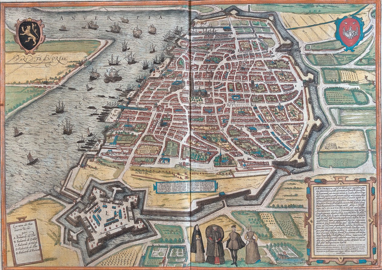 Kart over Antwerpen av Franz Hogenberg