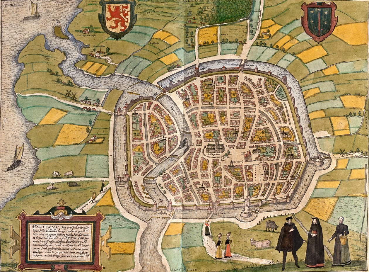 Plan over Haarlem (Harlemum), Nederland (radering av Franz Hogenberg