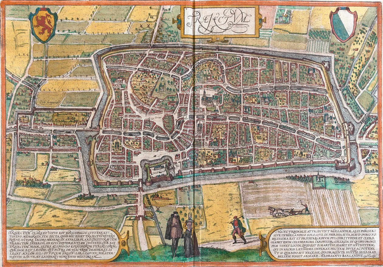 Plan for Maastricht (Traiectum), Nederland (radering av Franz Hogenberg