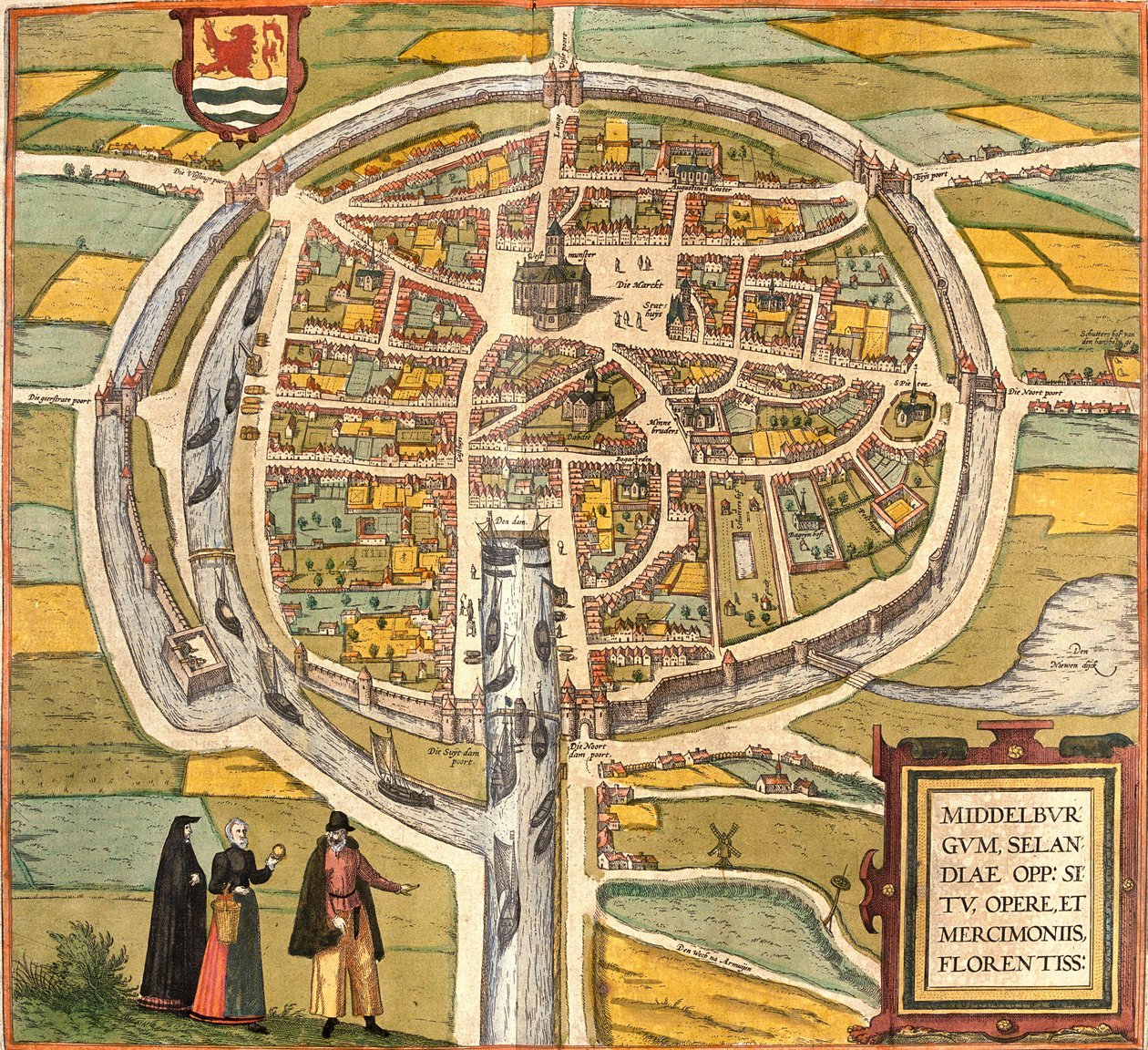 Plan over Middelburg (Middelburgum), Nederland (radering av Franz Hogenberg
