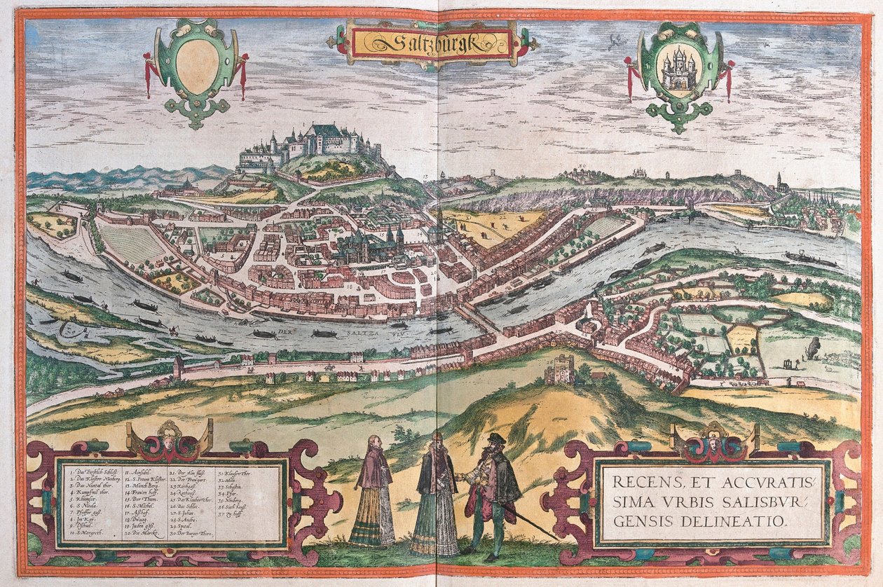 Salzburg, Østerrike (gravering av Franz Hogenberg