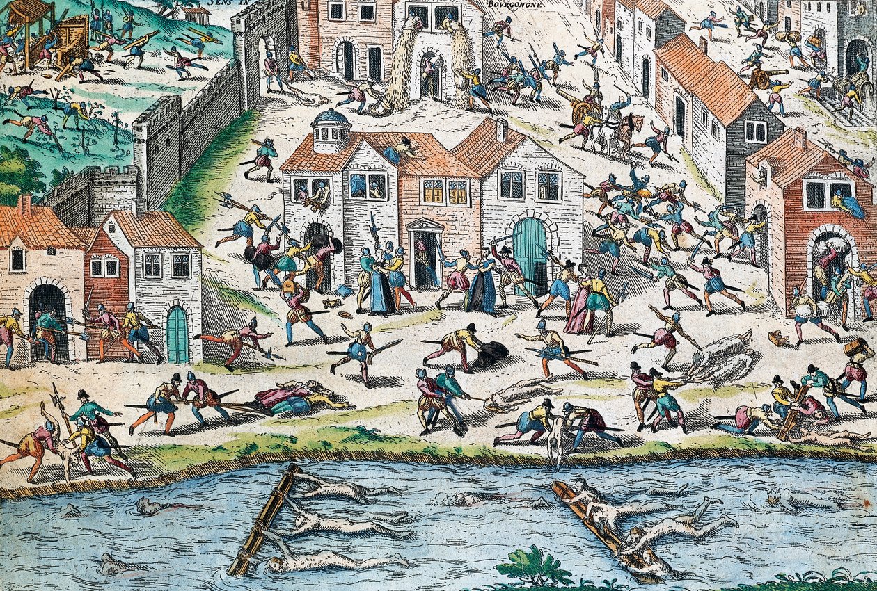 Scene fra franske religionskriger, gravering av Franz Hogenberg (1535-1590), Frankrike av Franz Hogenberg