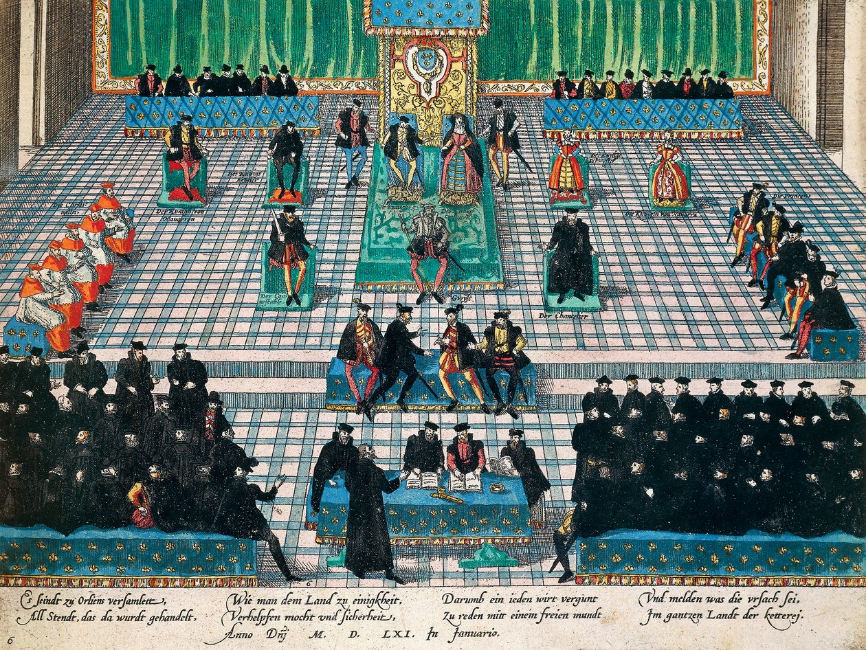 Sesjon av generalstater i Orleans, januar 1561, gravering av Franz Hogenberg (1535-1590), Frankrike av Franz Hogenberg