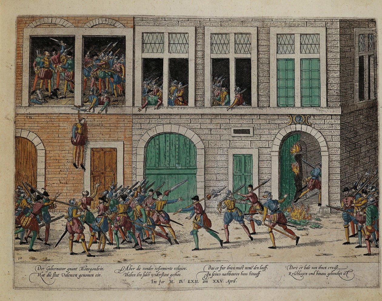 Ta av Valence etter henging av guvernør La Motte-Gondrin, 25. april av Franz Hogenberg