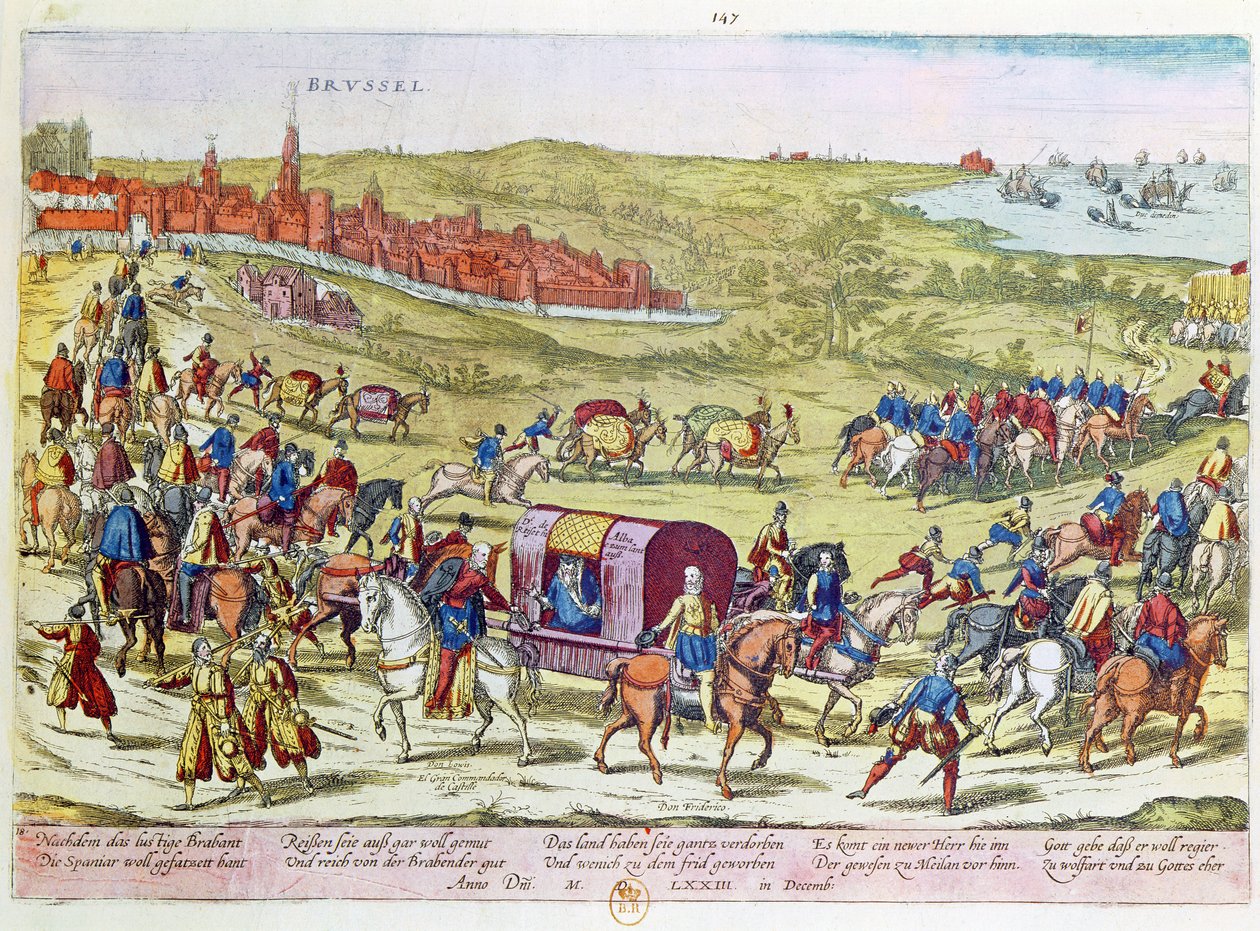 Hertugen av Alba, tilbakekalt til Spania og forlot Brussel, 1573 av Franz Hogenberg