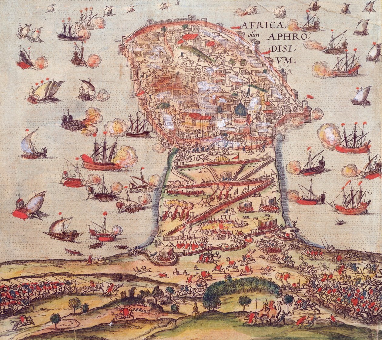 Den osmanske korsaren Khayr al-Din Barbarossa mot Charles Vs hær, av Franz Hogenberg av Franz Hogenberg
