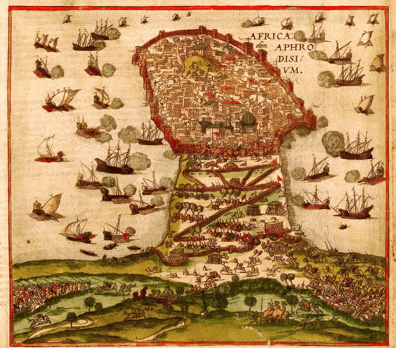 Den osmanske korsaren Khayr al-Din Barbarossa mot Charles Vs hær, av Franz Hogenberg av Franz Hogenberg