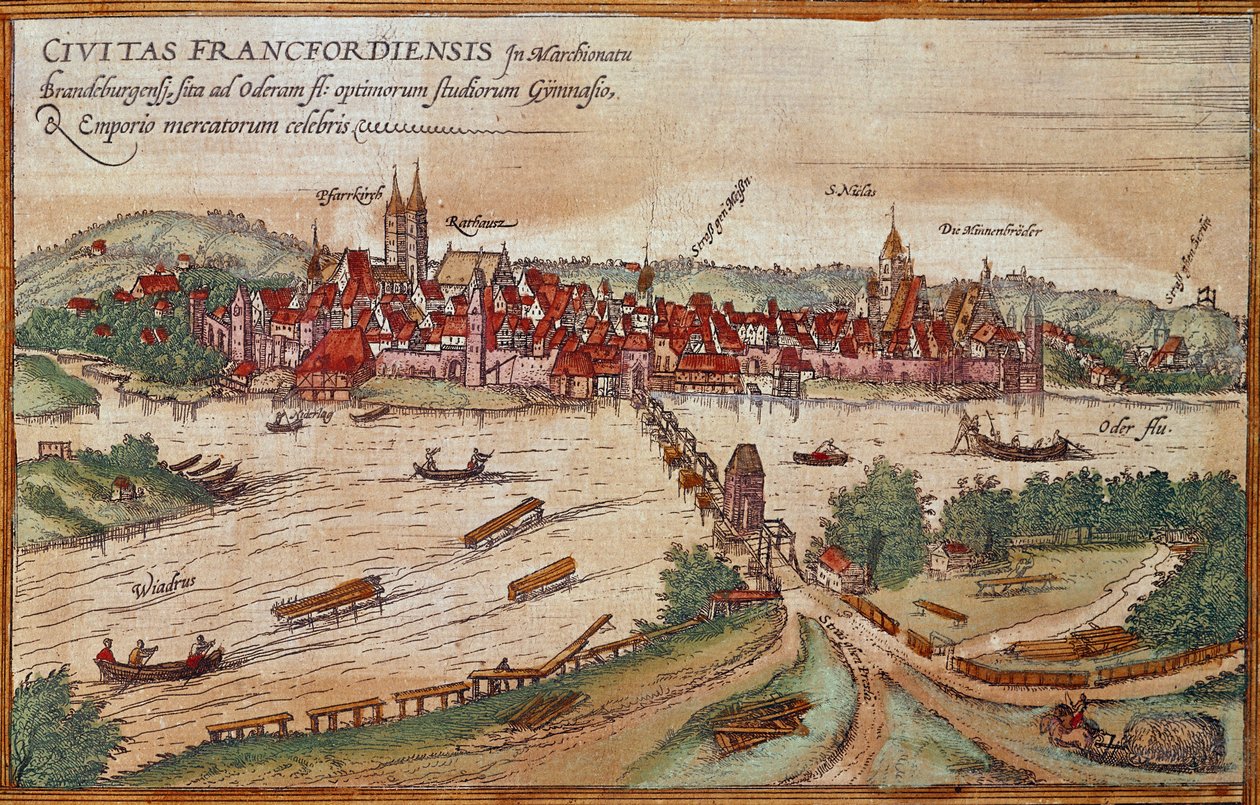 Utsikt over Frankfurt am Main, Tyskland (gravering av Franz Hogenberg