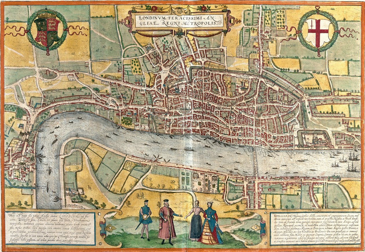 Utsikt over London (Londinum), England (radering av Franz Hogenberg