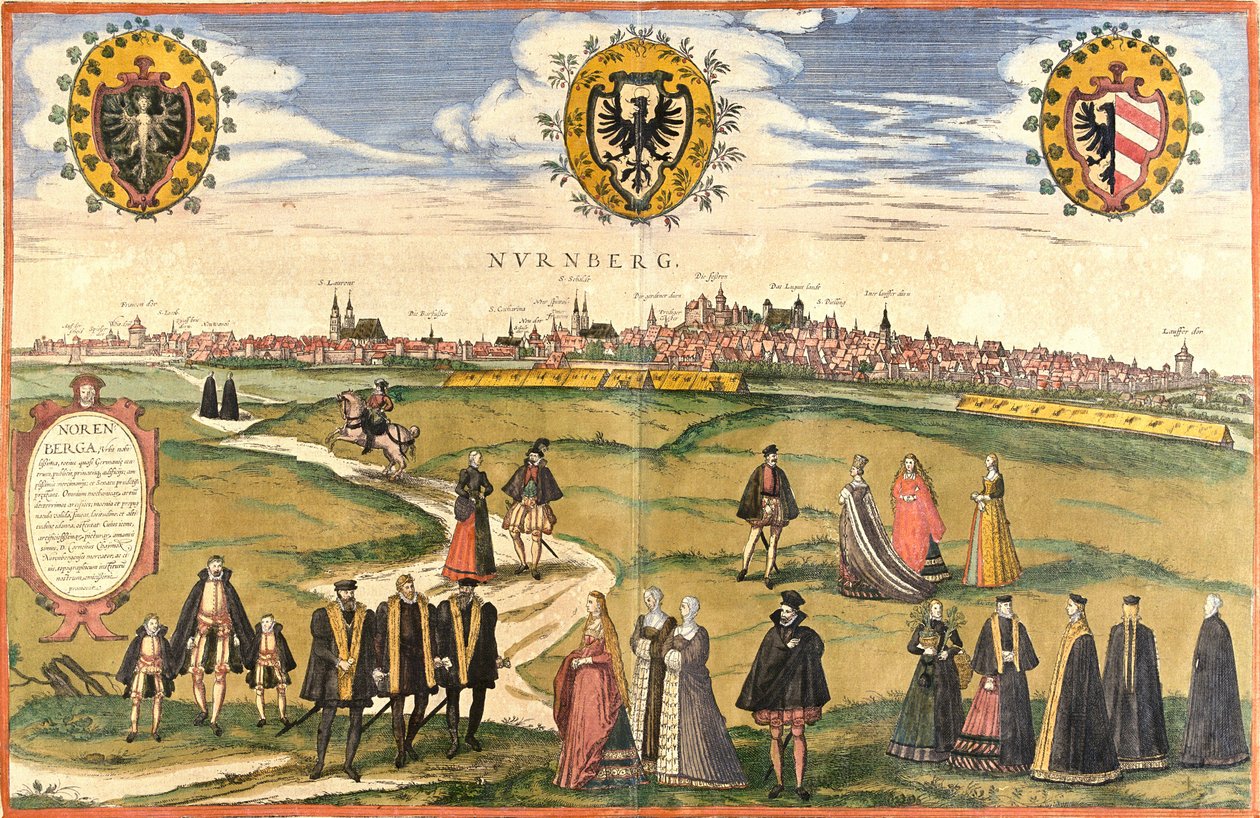 Utsikt over Nürnberg (Nürnberg), Tyskland (radering av Franz Hogenberg