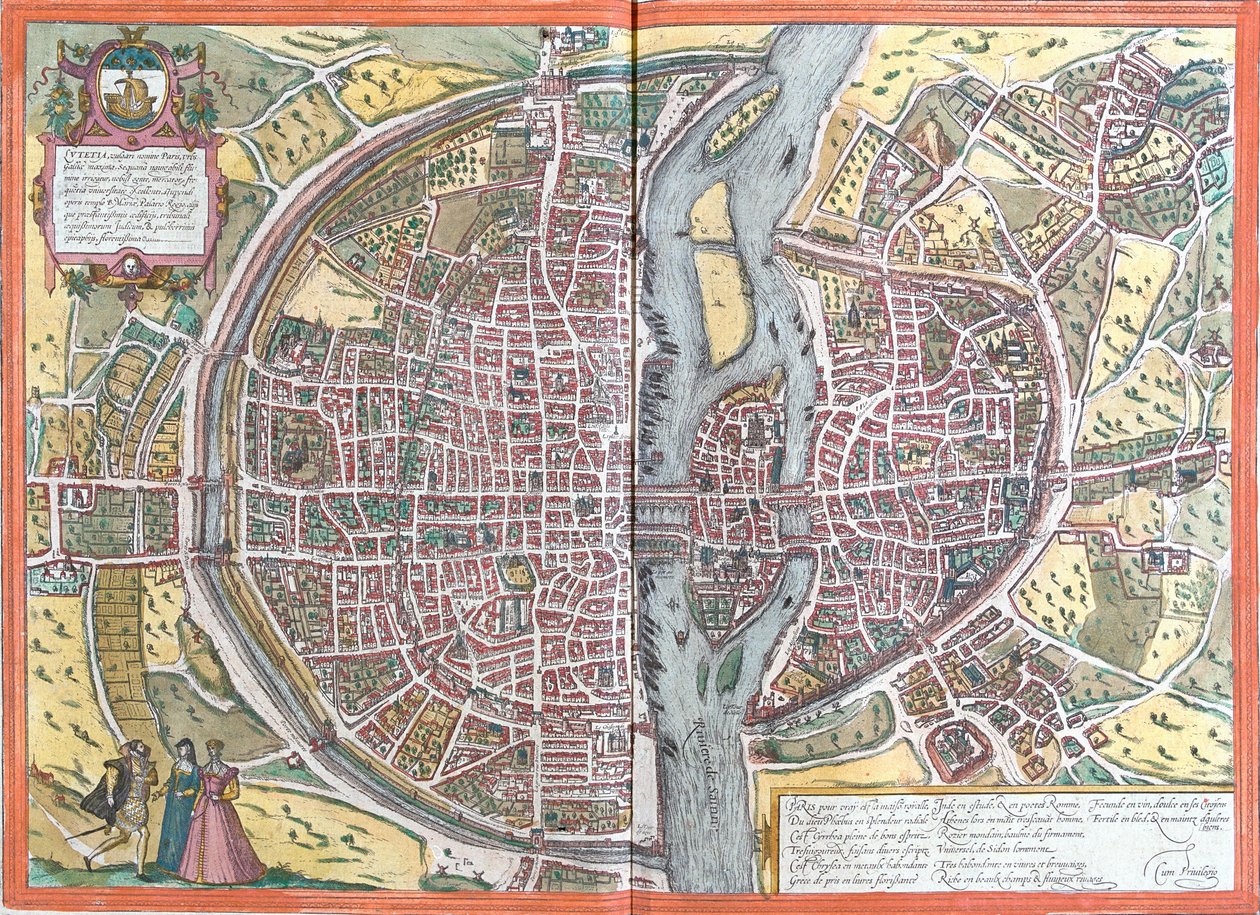 Utsikt over Paris (Lutetia), Frankrike (radering av Franz Hogenberg