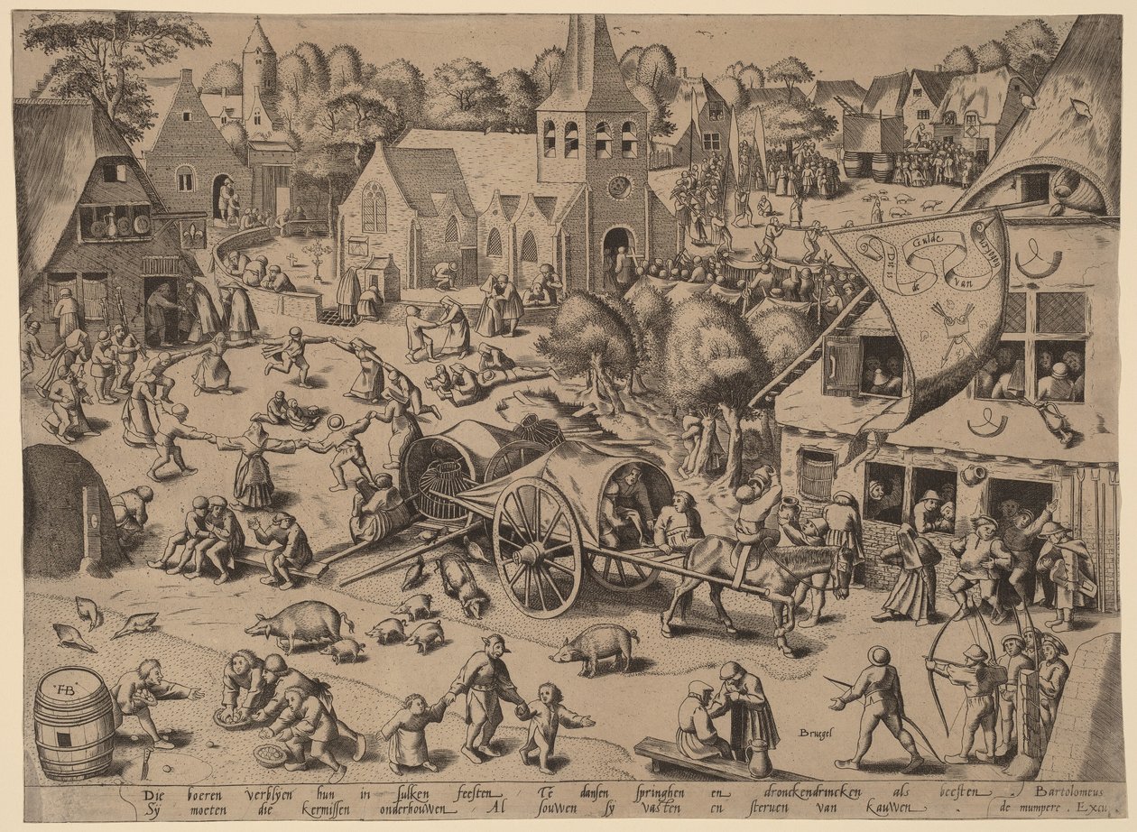 Landsbymesse på Hoboken av Franz Hogenberg after Pieter Bruegel the Elder