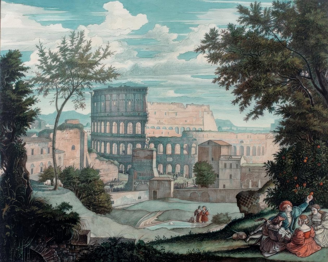 Colosseum med romantiske figurer av Franz Horny