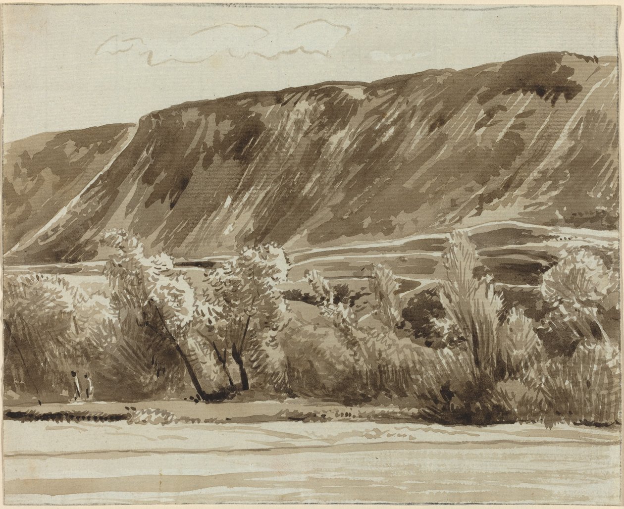 En elvebredd med fjell bortenfor av Franz Innocenz Josef Kobell