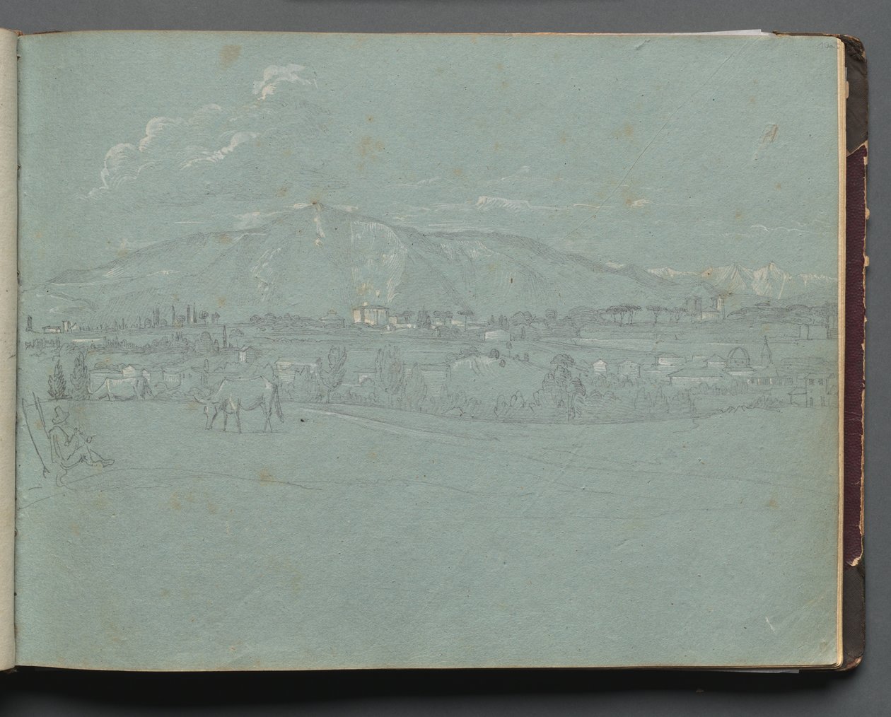 Album med utsikt over Roma og omegn, landskapsstudier, side 10a: Romersk landskap. av Franz Johann Heinrich Nadorp