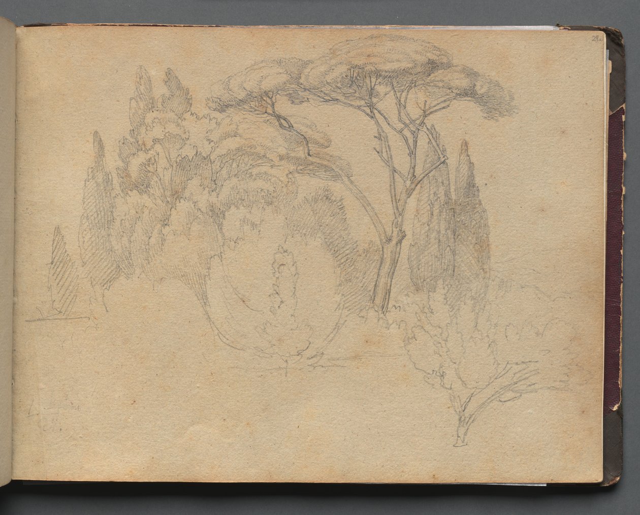 Album med utsikt over Roma og omegn, Landskapsstudier, side 29a: Landskapsstudie. av Franz Johann Heinrich Nadorp