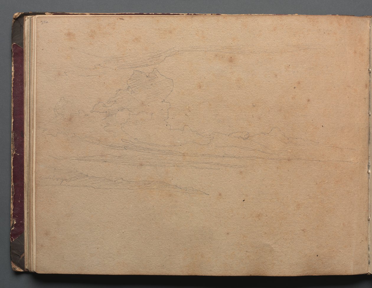 Album med utsikt over Roma og omegn, Landskapsstudier, side 29b: Landskapsstudie av Franz Johann Heinrich Nadorp