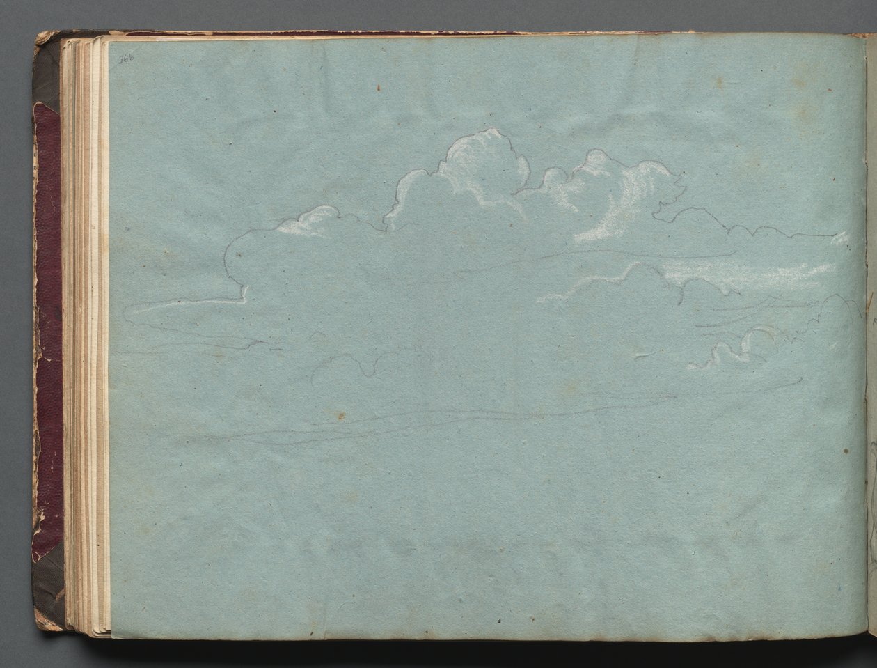 Album med utsikt over Roma og omgivelsene, landskapsstudier, side 36b: Skystudie. av Franz Johann Heinrich Nadorp