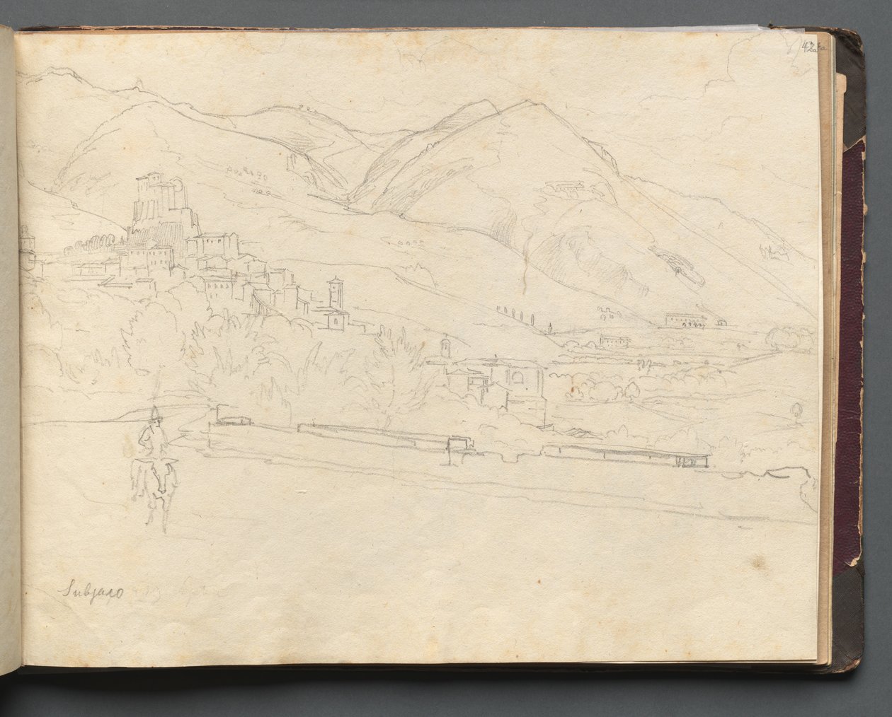 Album med utsikt over Roma og omegn, landskapsstudier, side 42a: Romersk landskap. av Franz Johann Heinrich Nadorp
