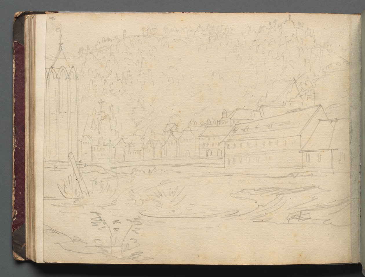 Album med utsikt over Roma og omegn, landskapsstudier, side 48b: Romersk landskap. av Franz Johann Heinrich Nadorp