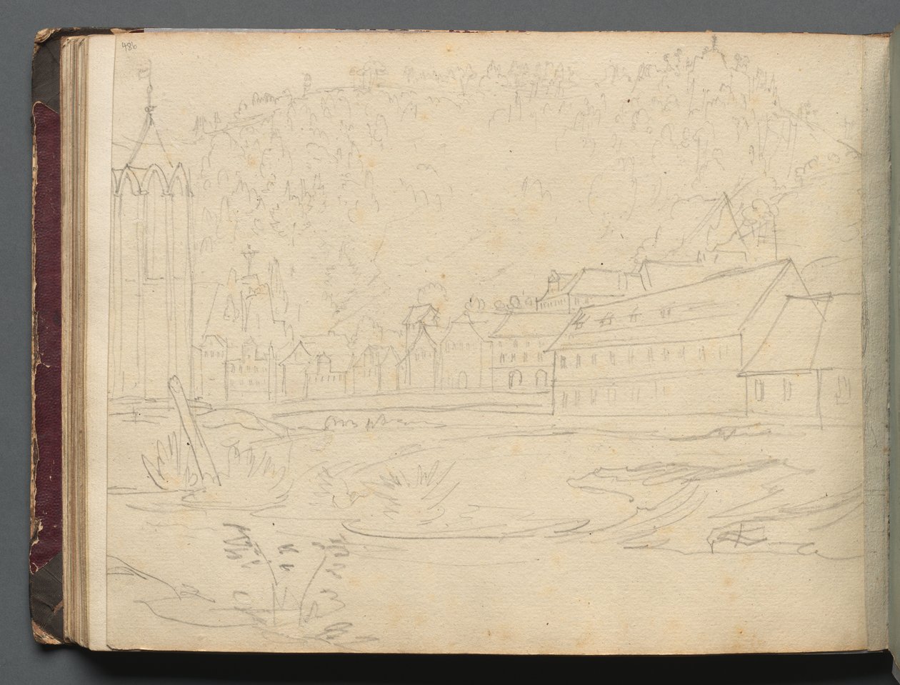 Album med utsikt over Roma og omegn, landskapsstudier, side 48b: Romersk landskap av Franz Johann Heinrich Nadorp