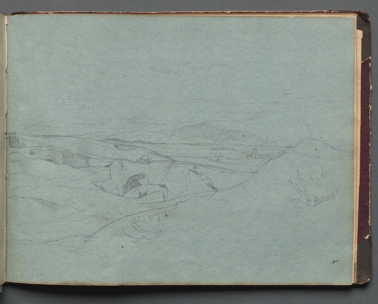 Album med utsikt over Roma og omegn, landskapsstudier, side 52a: Romersk landskap. av Franz Johann Heinrich Nadorp